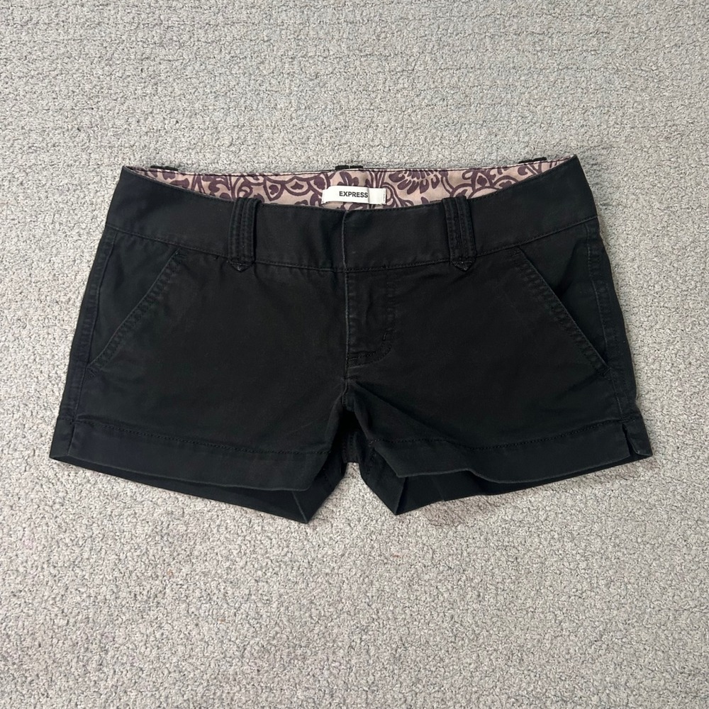 Express Shorts ULTRA Low Rise Chino 2 Black Vintage 2000s McBling Indie